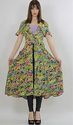 Vtg 80s 90s Floral Abstract Hippie Boho Festival L