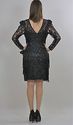 Vtg 80s sheer fringe deco beaded sequin flapper dr