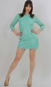 Vtg 90s Blue Sequin beaded Bandage Bodycon Openbac