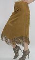 Vtg 80s Suede Leather Fringe Hippie Boho Maxi Dres