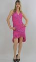 Vtg 80s hot pink sequin beaded flapper Art Deco Ha