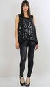 Vtg 80s silk black sequin beaded party dress tunic