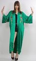 Vtg 60s Boho Asian Green embroidered silk kimono m