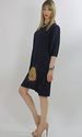 Vintage 70s Navy blue metallic sunflower applique 