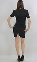 Vtg 80s draped boho black silk sequin beaded party