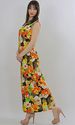 Vintage 70s Grecian Goddess Neon Floral Festival H