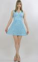 Vintage 70s mod Boho mini dress Aqua abstract Pais