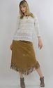 Vtg 70s 80s lace Crochet Gypsy Boho Keyhole Tunic 