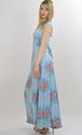 Vintage 70s Hippie Boho blue Floral Deep V Party M