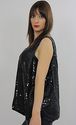 Vtg 80s silk black sequin beaded party dress tunic