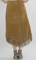 Vtg 80s Suede Leather Fringe Hippie Boho Maxi Dres