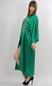 Vtg 60s Boho Asian Green embroidered silk kimono m