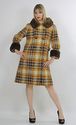 Vintage 60s 70s Shearling fur trimmed Bold open we