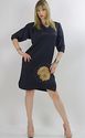 Vintage 70s Navy blue metallic sunflower applique 