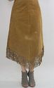 Vtg 80s Suede Leather Fringe Hippie Boho Maxi Dres