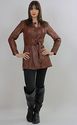 Vintage 70s Hippie Boho Brown belted leather jacke