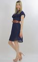 Vintage 70s Sheer Navy blue Ruffled Secretary Boho
