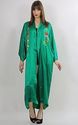 Vtg 60s Boho Asian Green embroidered silk kimono m