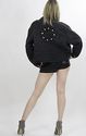 Vtg 80s Grunge Black Denim Gold Metallic studded  