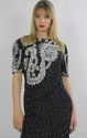 Vtg 80s silk sequin beaded encrusted Flapper deco 