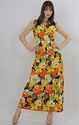 Vintage 70s Grecian Goddess Neon Floral Festival H