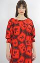 Vintage 70s Red Floral Hawaiian Hippie Boho Gypsy 