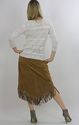 Vtg 80s Suede Leather Fringe Hippie Boho Maxi Dres