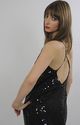Vtg 90s sequin beaded flapper cocktail  party maxi