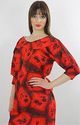 Vintage 70s Red Floral Hawaiian Hippie Boho Gypsy 