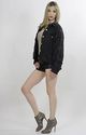 Vtg 80s Grunge Black Denim Gold Metallic studded  