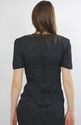 Vtg 80s draped boho black silk sequin beaded party