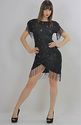 Vtg 80s deco silk beaded sequin Fringe draped cock