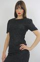 Vtg 80s draped boho black silk sequin beaded party