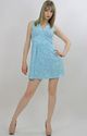 Vintage 70s mod Boho mini dress Aqua abstract Pais