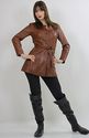 Vintage 70s Hippie Boho Brown belted leather jacke