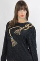 Vintage 80s silk sequin beaded party dress top tun