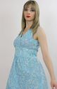 Vintage 70s mod Boho mini dress Aqua abstract Pais