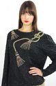 Vintage 80s silk sequin beaded party dress top tun
