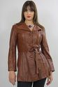 Vintage 70s Hippie Boho Brown belted leather jacke