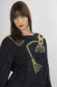 Vintage 80s silk sequin beaded party dress top tun