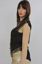 Vtg 80s gold metallic sequin beaded party dress ve