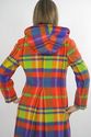 Vtg 70s Boho Hippie Wool Mod neon plaid hooded max