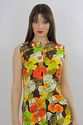 Vintage 70s Grecian Goddess Neon Floral Festival H