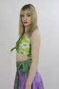 Vtg 70s Abstract floral Boho gypsy Deep V Plunging