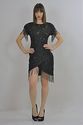 Vtg 80s deco silk beaded sequin Fringe draped cock