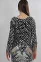 Vtg 80s silk beaded sequin deco Silver Metallic bo