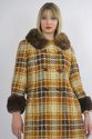 Vintage 60s 70s Shearling fur trimmed Bold open we