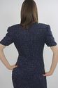 Vintage 80s Navy Blue deco silk sequin beaded cock