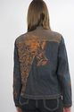 Vintage 80s Boho Gypsy denim jacket top tapestry e
