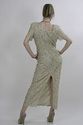 Vtg 80s Sequin Beaded SHEER lace Deco Cocktail lon
